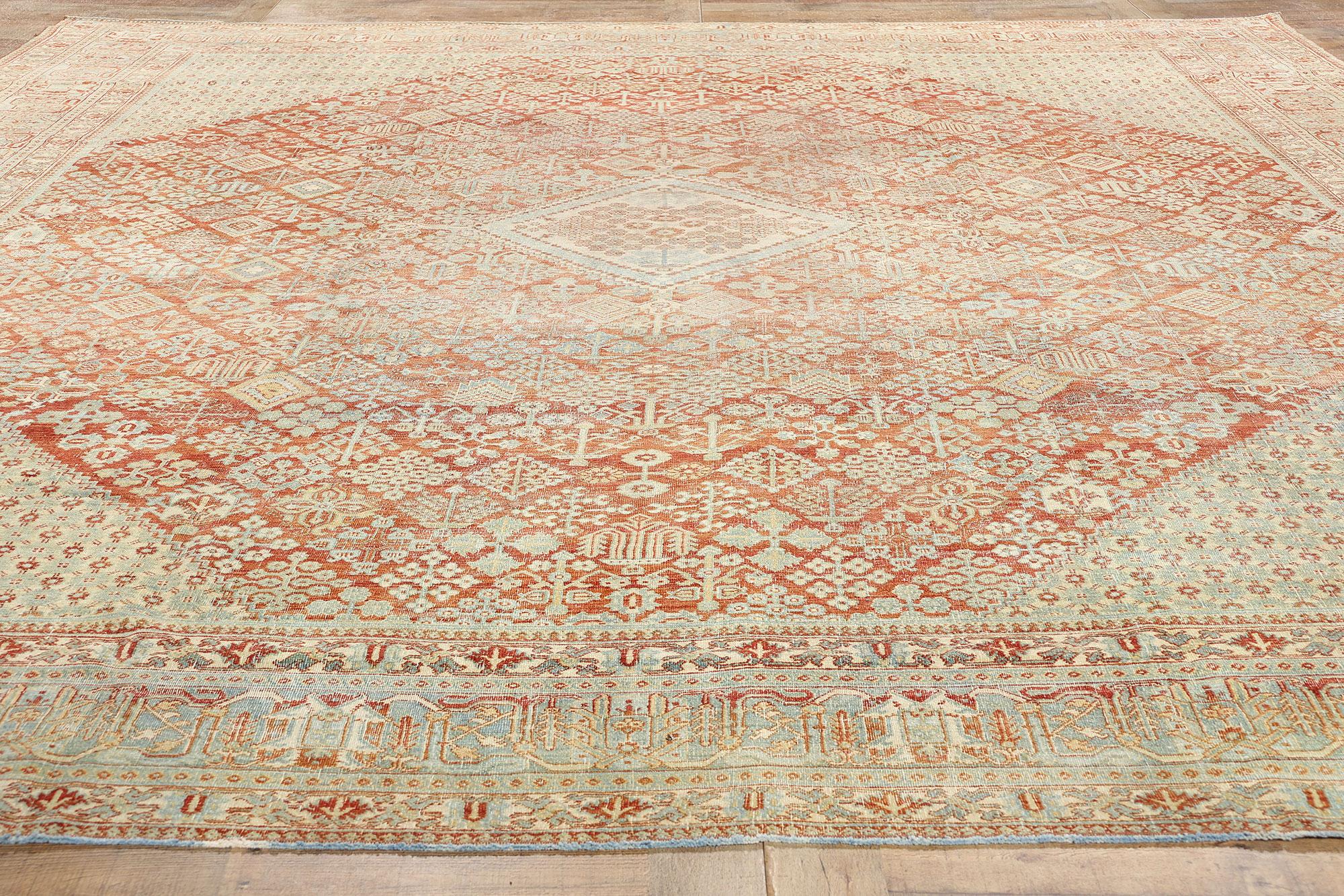 Antiker persischer Joshegan-Teppich im Used-Look, 10'11 x 12'10 (Wolle) im Angebot