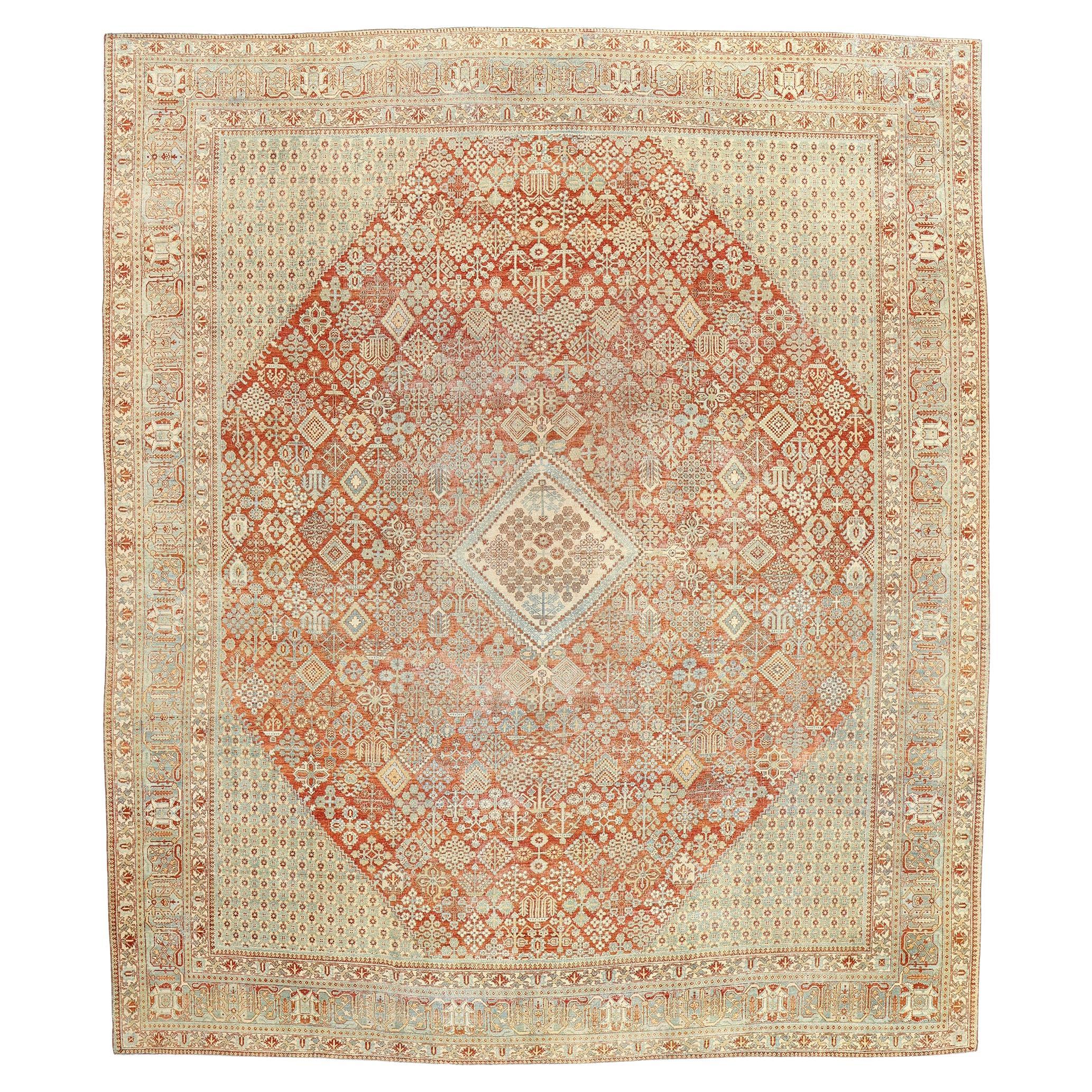 Antiker persischer Joshegan-Teppich im Used-Look, 10'11 x 12'10