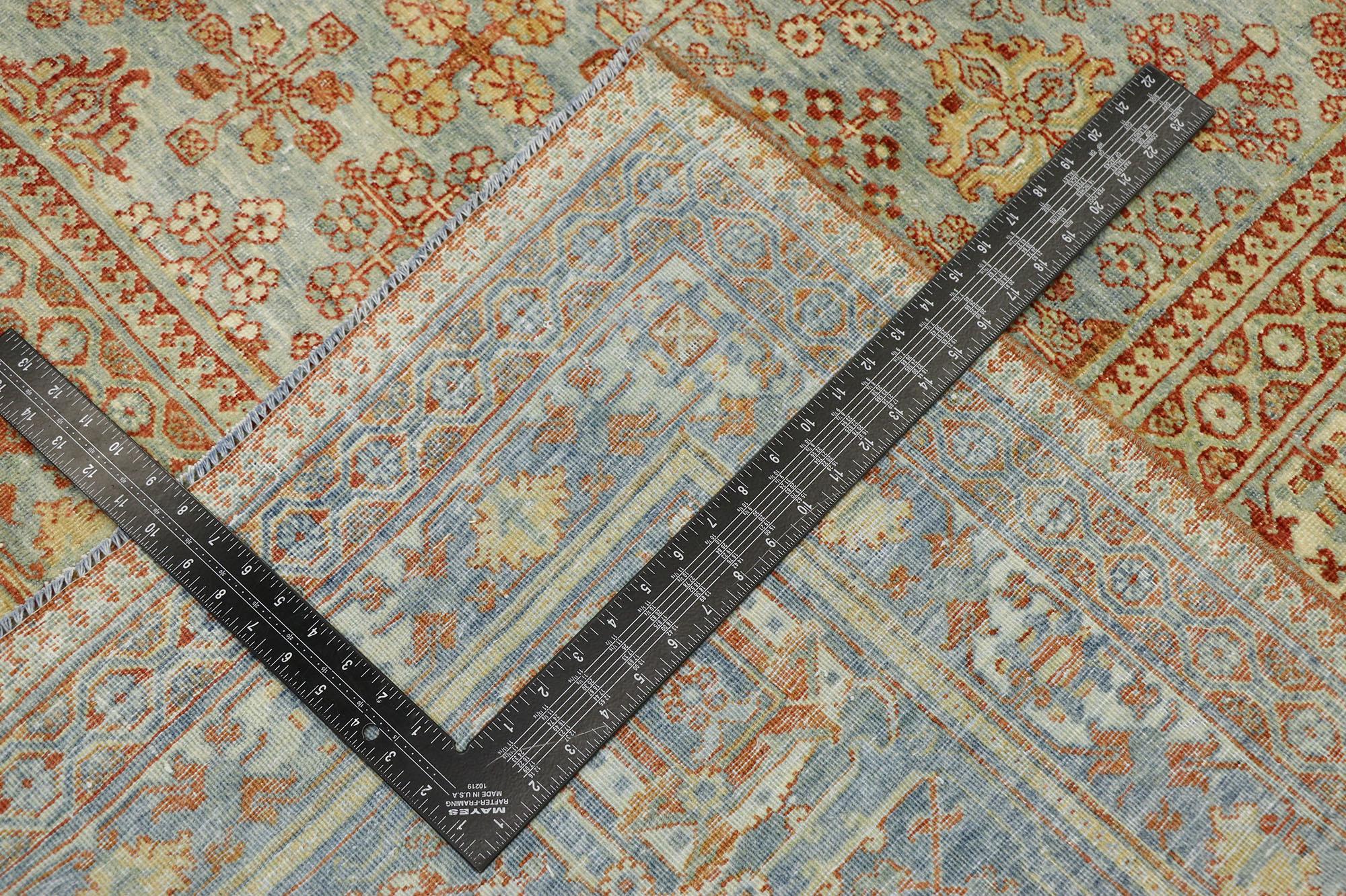 20th Century Distressed Antique Persian Joshegan Rug with Modern Rustic English Style For Sale