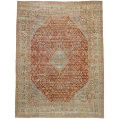 Antiker persischer Joshegan-Teppich im modernen, rustikalen und englischen Stil, im Used-Stil