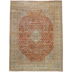 Distressed Antique Persian Joshegan Rug with Modern Rustic English Style