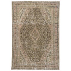 Distressed Antique Persian Joshegan Rug with Rustic Arts & Crafts Style