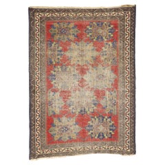 Distressed Antique Persian Karabakh Rug with Modern Rustic Style