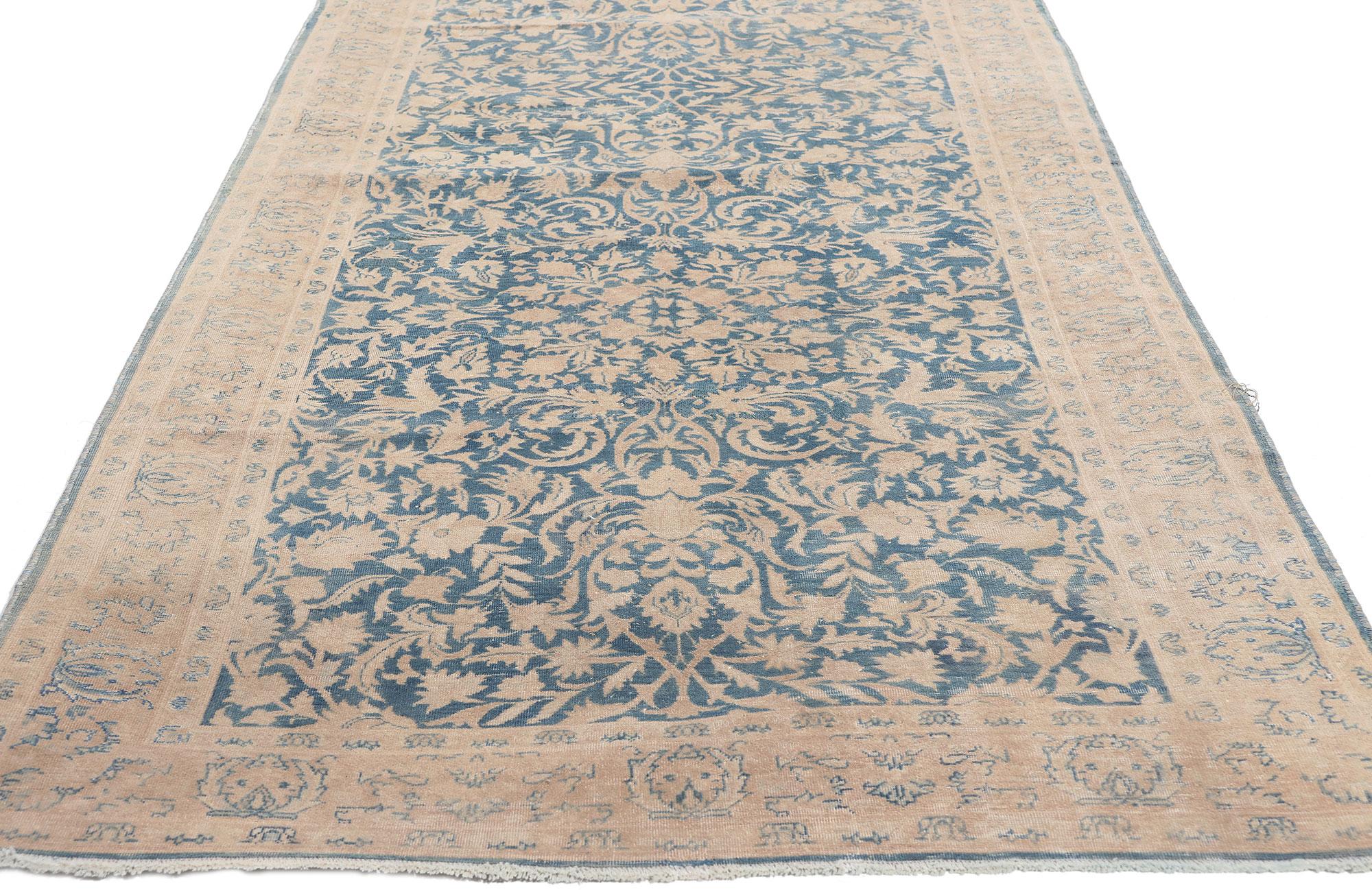Distressed Antique Persian Kashan Runner, 03'00 x 15'10 In Distressed Condition For Sale In Dallas, TX