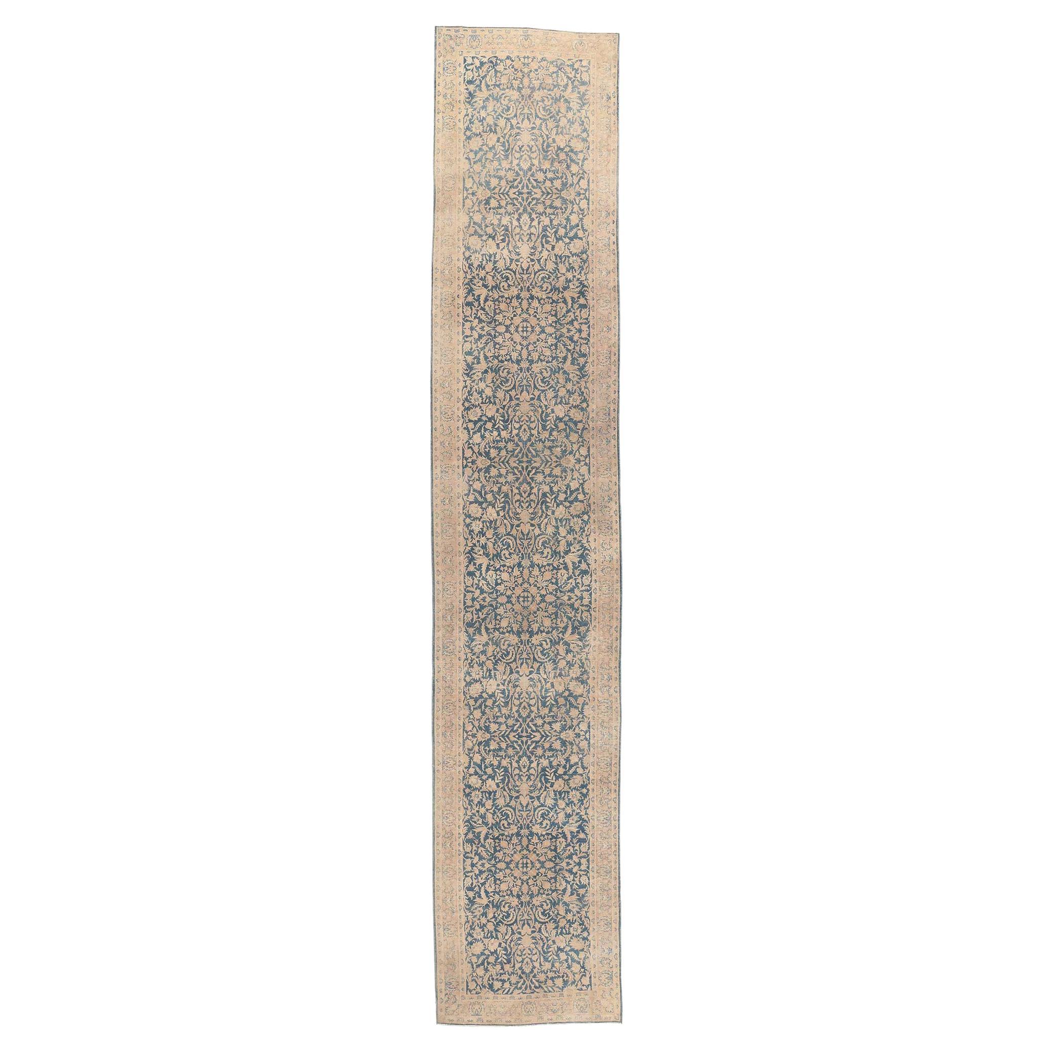 Antiker persischer Kashan-Läufer im Used-Look, 03'00 x 15'10