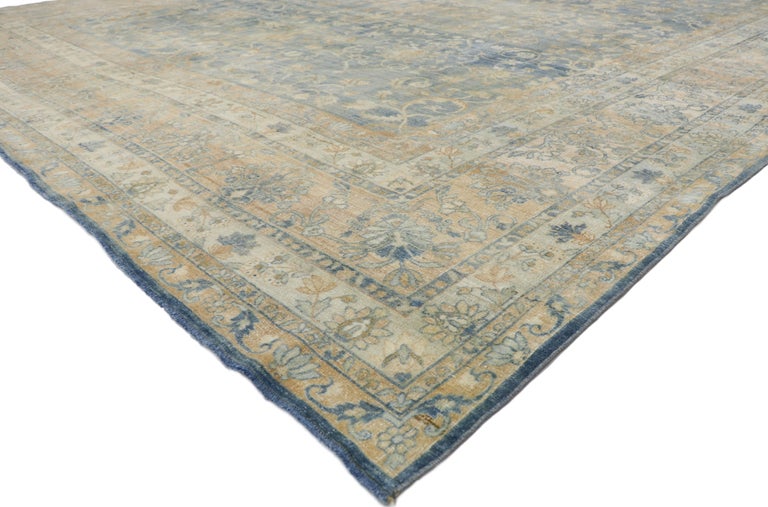 Distressed Antique Persian Kerman Palace Rug with British Colonial ...