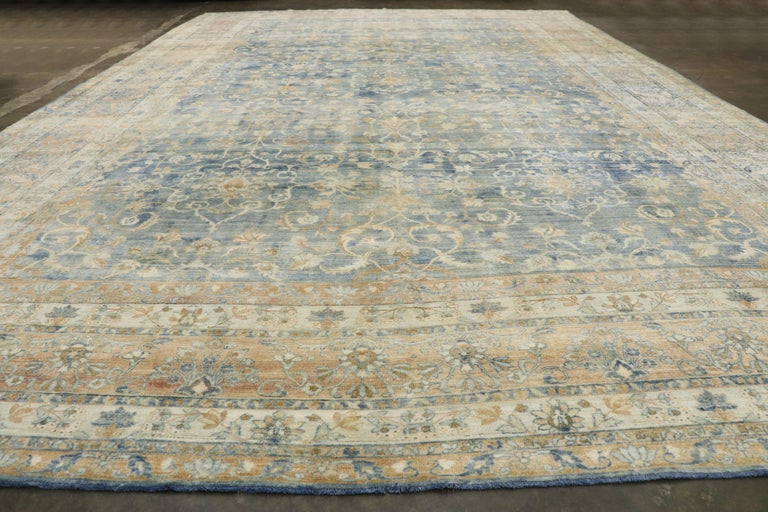 Distressed Antique Persian Kerman Palace Rug with British Colonial ...