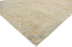 Distressed Antique Persian Kerman Palace Rug with Cotswold Country Cottage Style