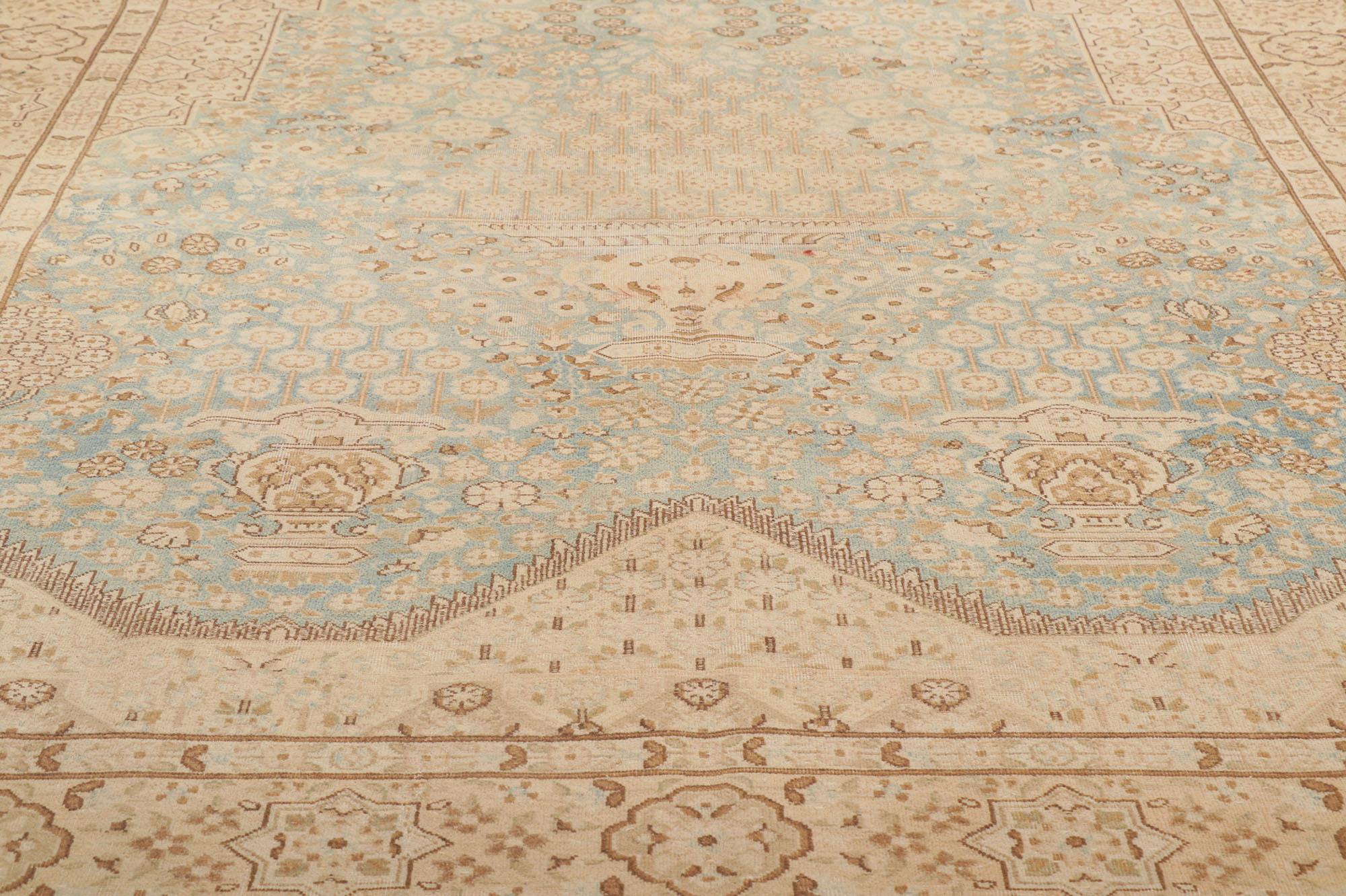 Hand-Knotted Antique Persian Kerman Rug, Quiet Sophistication Meets Relaxed Refinement For Sale