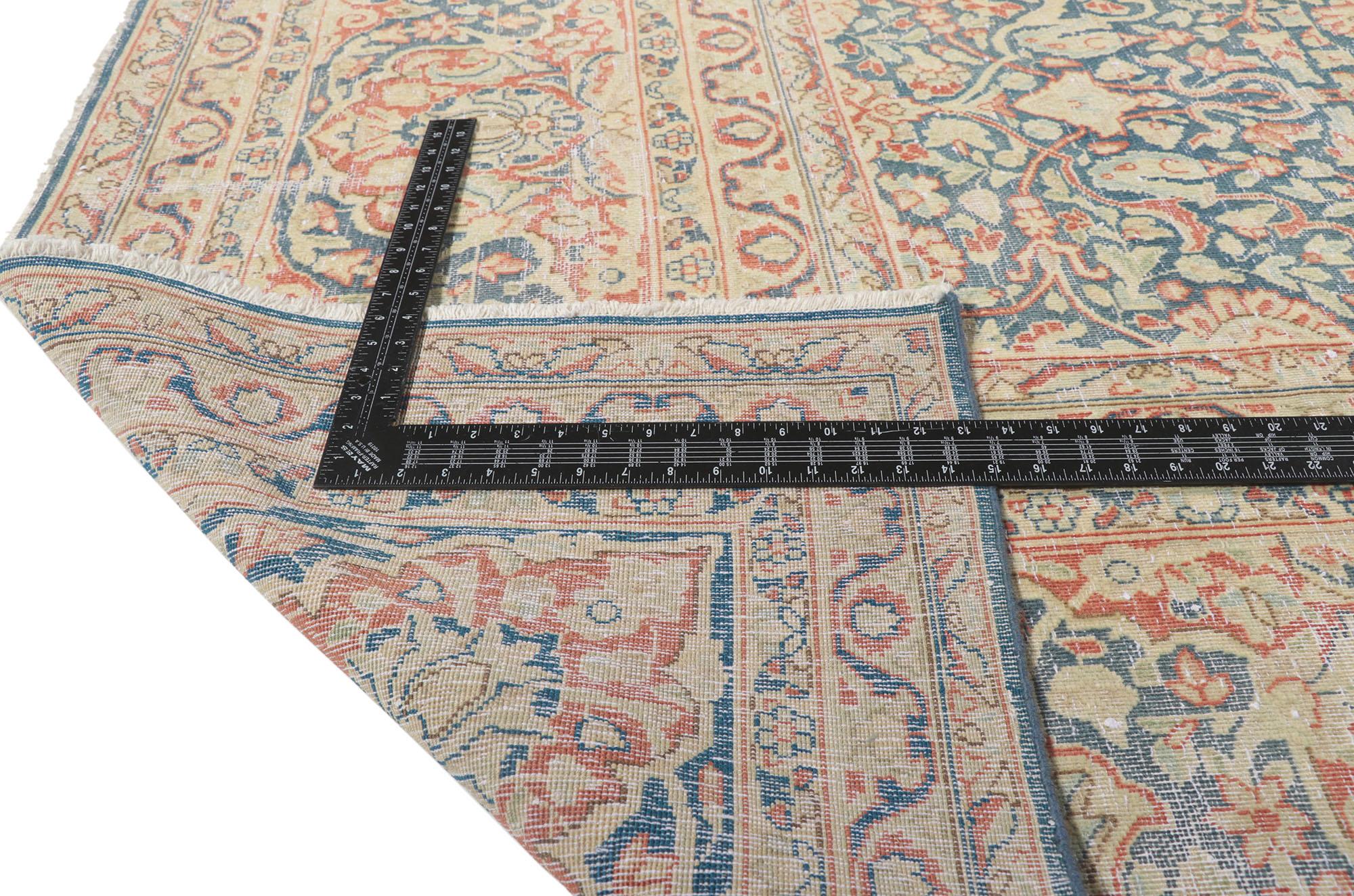 Antiker persischer Kerman-Teppich im Used-Look (Handgeknüpft) im Angebot