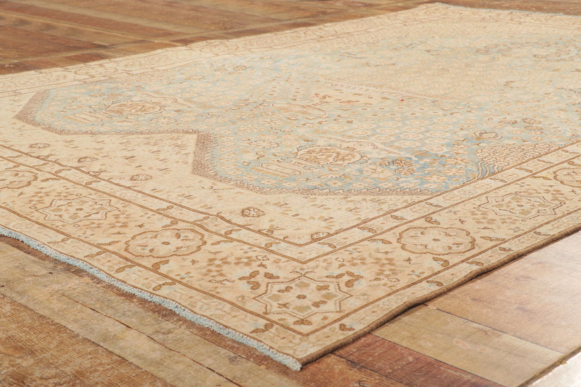 20th Century Antique Persian Kerman Rug, Quiet Sophistication Meets Relaxed Refinement For Sale