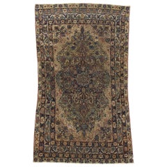 Tappeto antico persiano Kerman con stile industriale Speakeasy