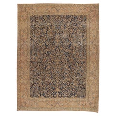 Antiker persischer Kerman-Teppich im Used-Stil mit Millefleur-Design, Used-Stil