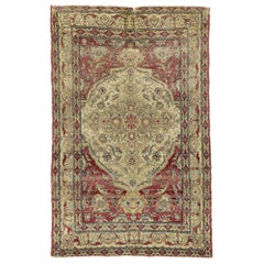 Distressed Vintage Persian Kerman Rug with Modern Rustic English Style