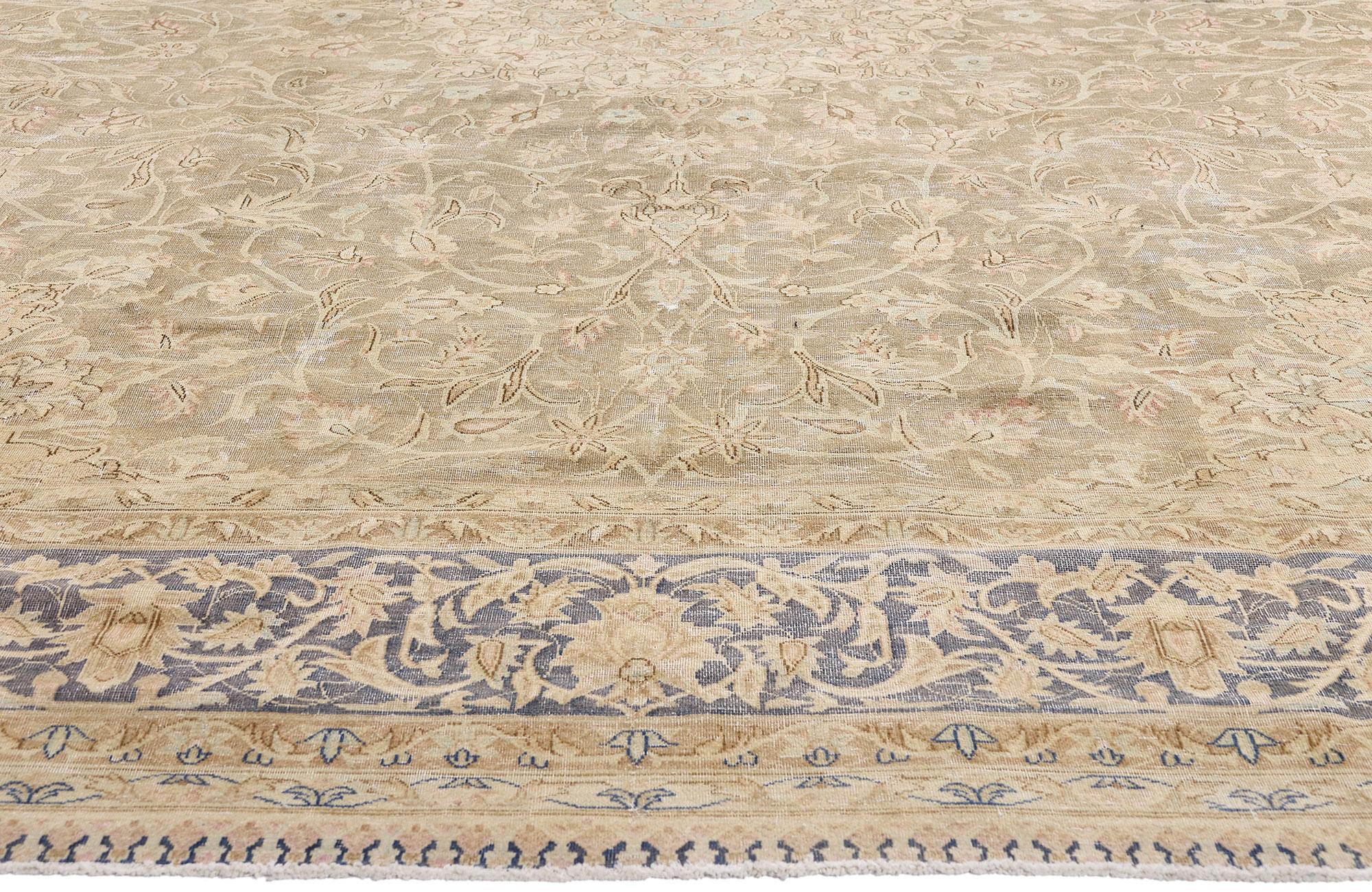 Late 19th Century Distressed Antique Persian Kerman Rug For Sale 1