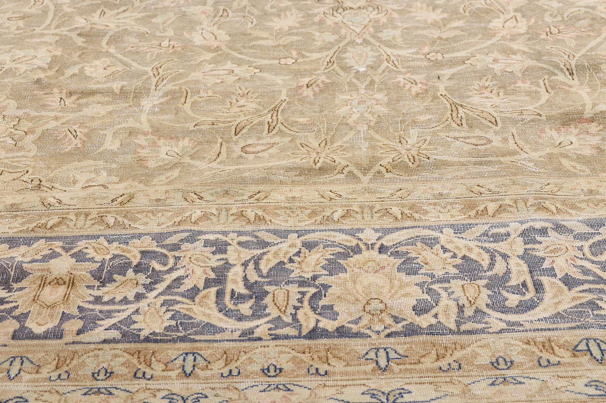 Late 19th Century Distressed Antique Persian Kerman Rug For Sale 2