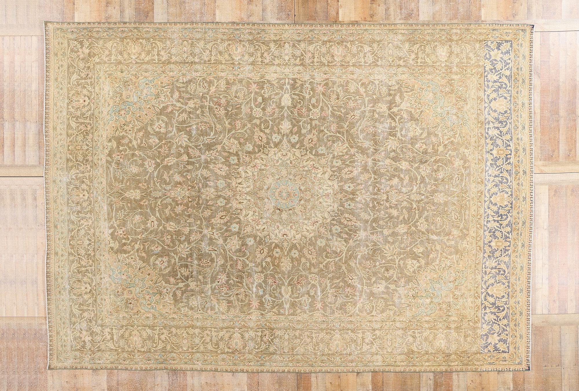 Late 19th Century Distressed Antique Persian Kerman Rug For Sale 4