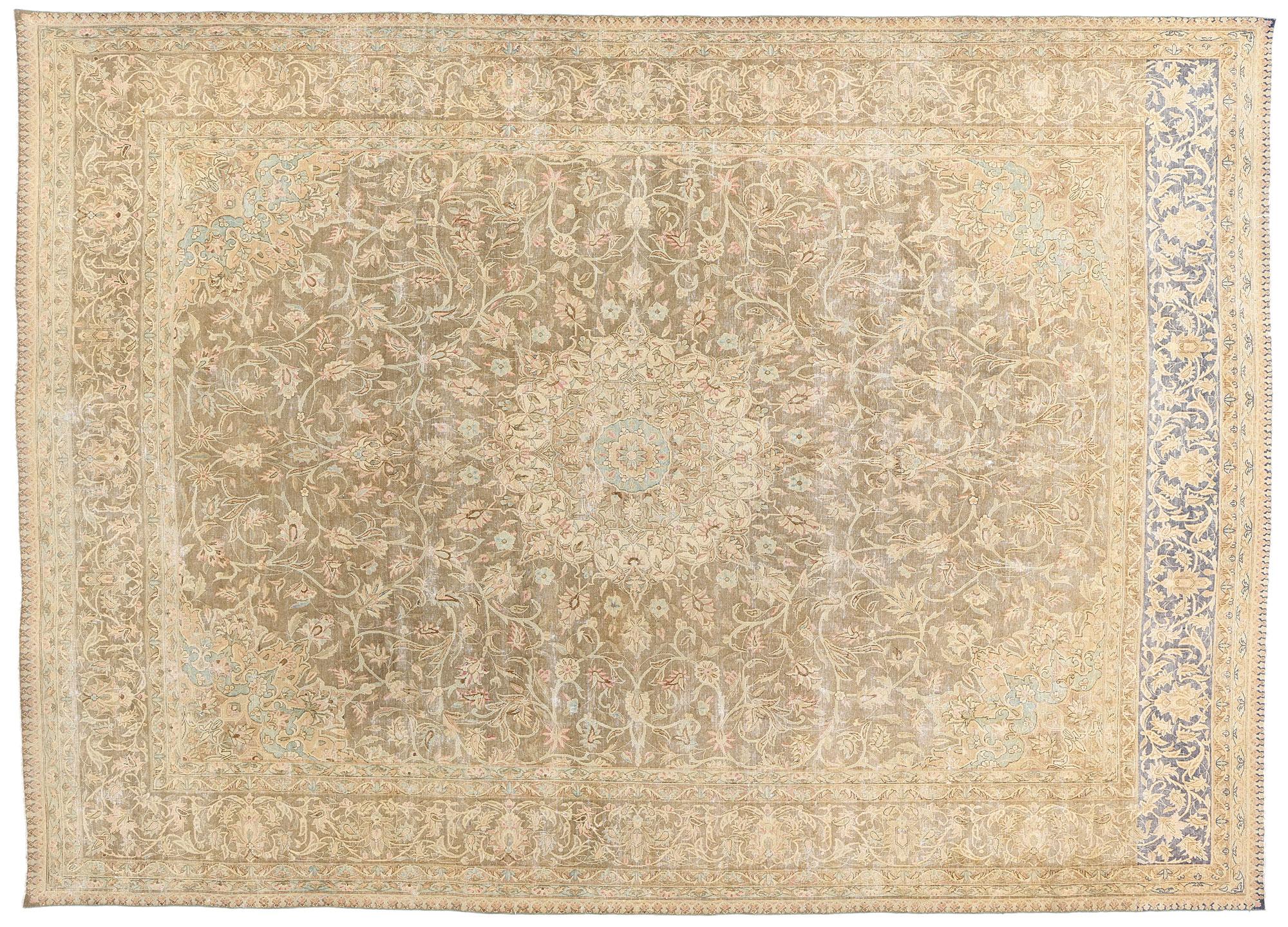 Late 19th Century Distressed Antique Persian Kerman Rug For Sale 5