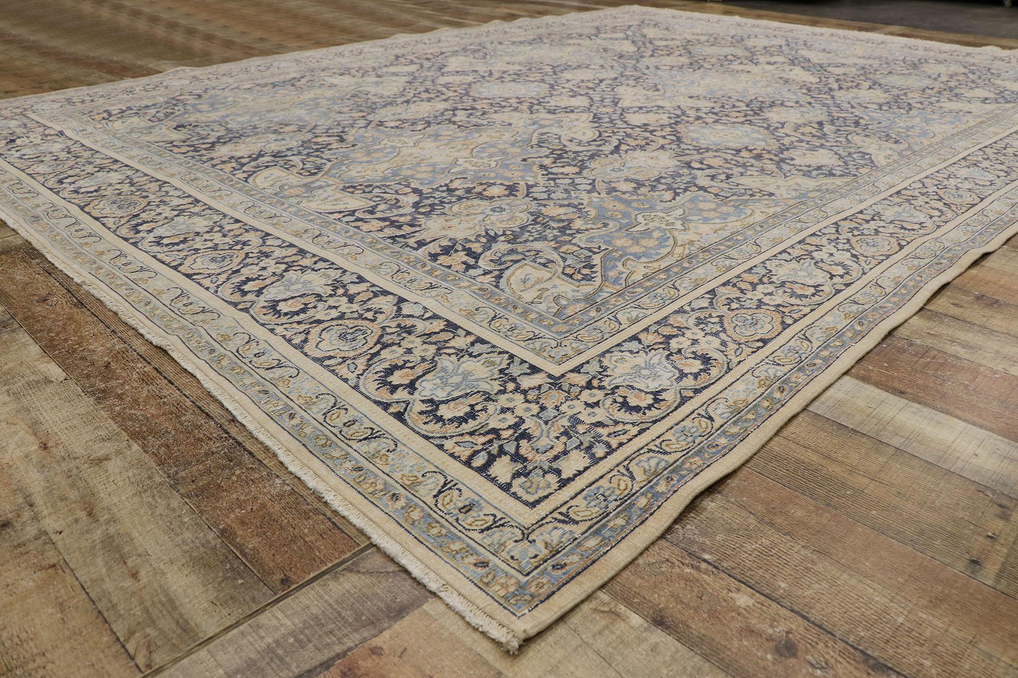 20th Century Distressed Antique Persian Kerman Rug with Rustic Style For Sale