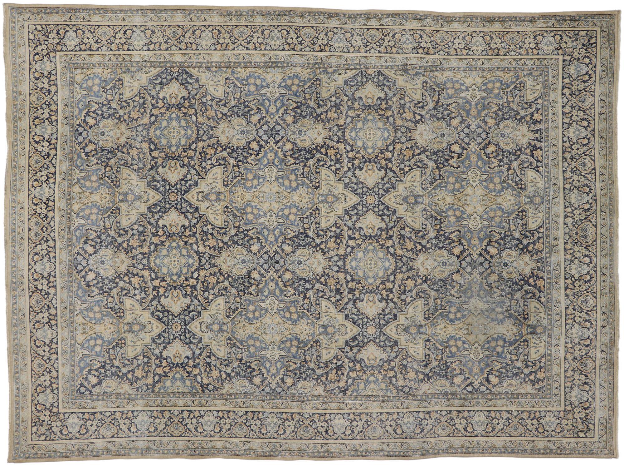 Distressed Antique Persian Kerman Rug with Rustic Style For Sale 2
