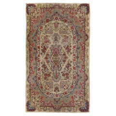 Distressed Antique Persian Kerman Rug with Shabby Chic Rustic French Style