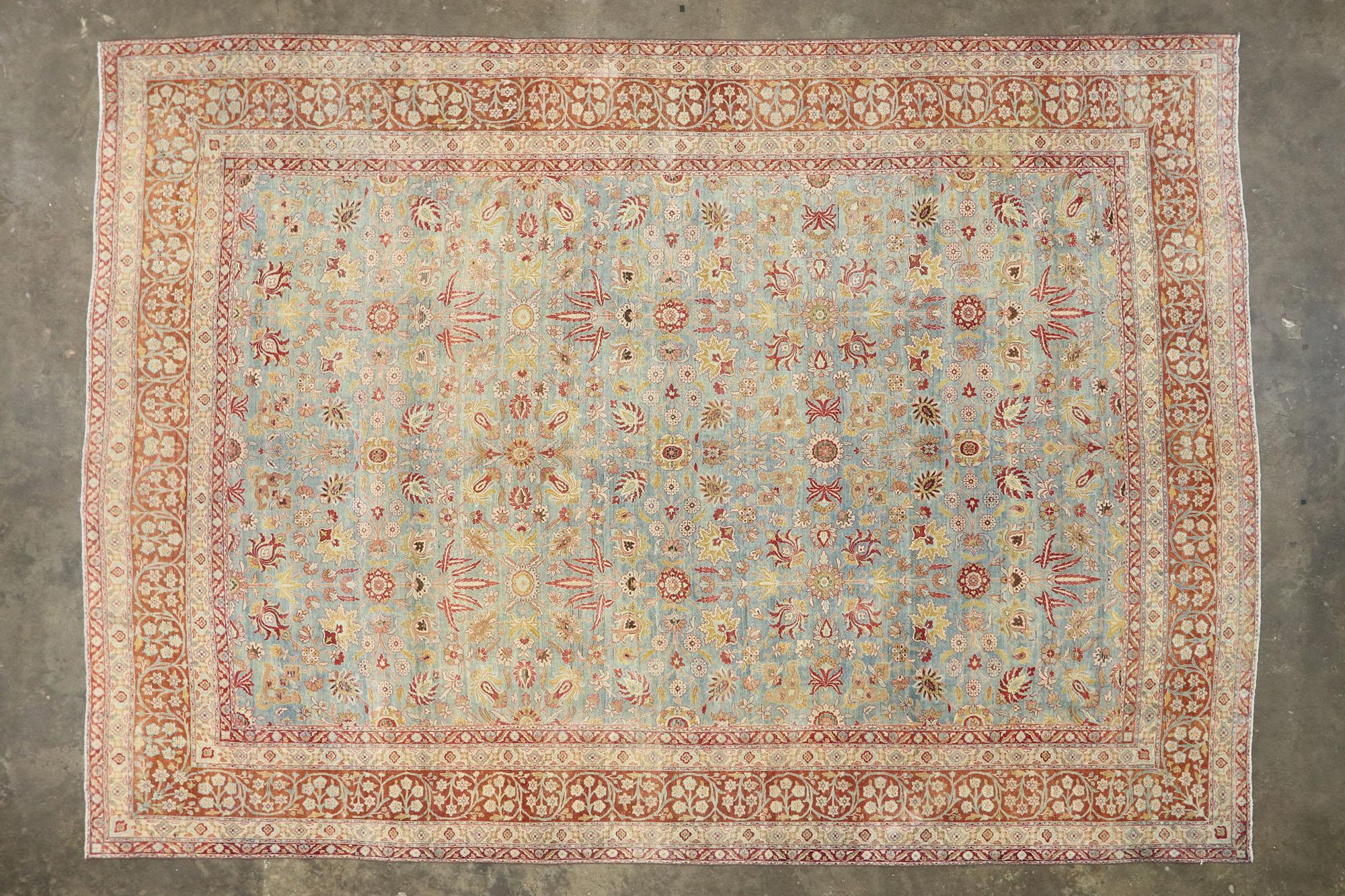 20th Century Distressed Antique Persian Kerman Rug with Southern Living and Colonial Style