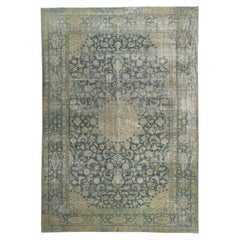 Distressed Antique Persian Kerman Rug with Modern Industrial Style
