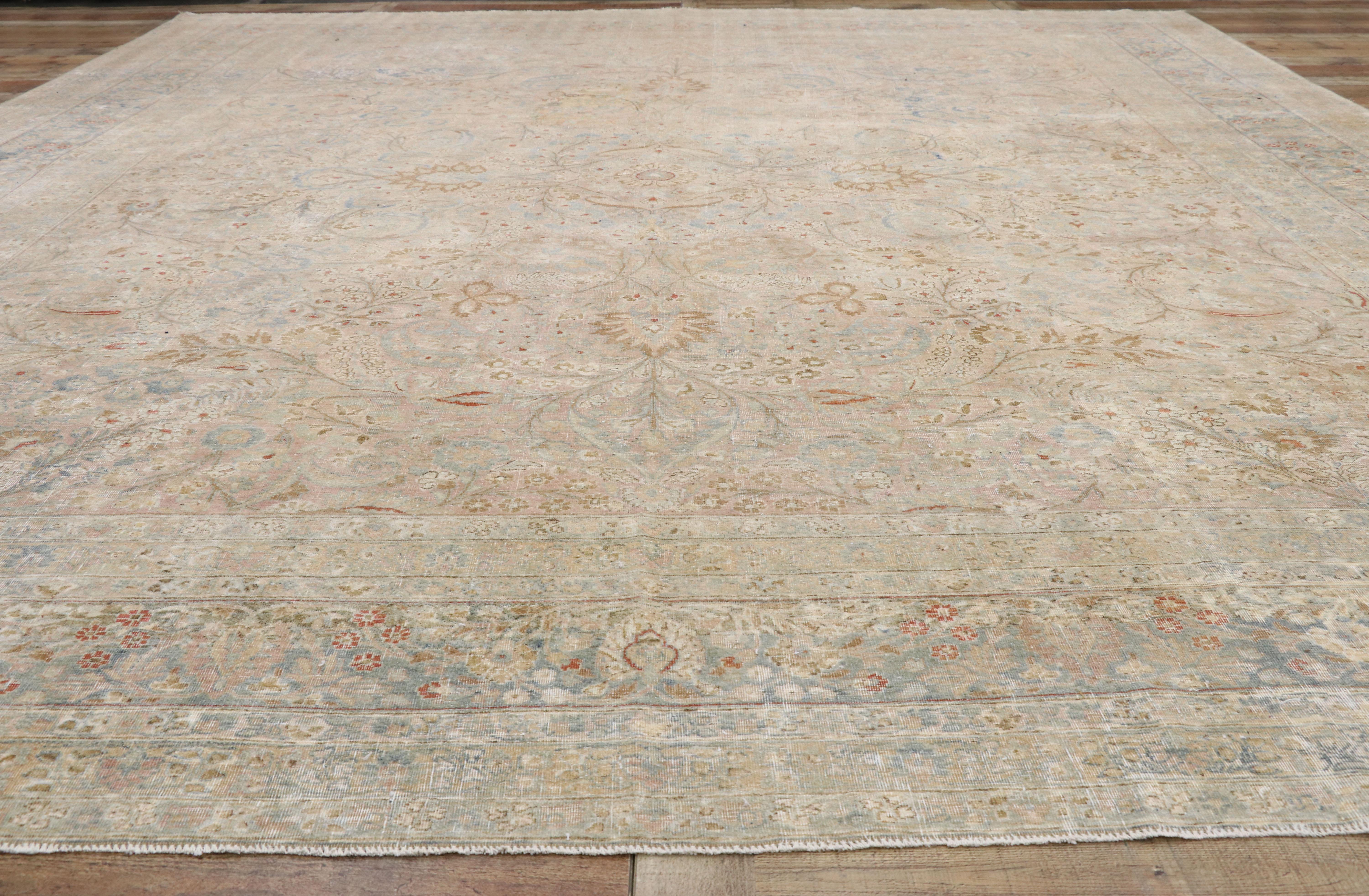 Distressed Antique Turkish Persian Khorassan Rug For Sale 1