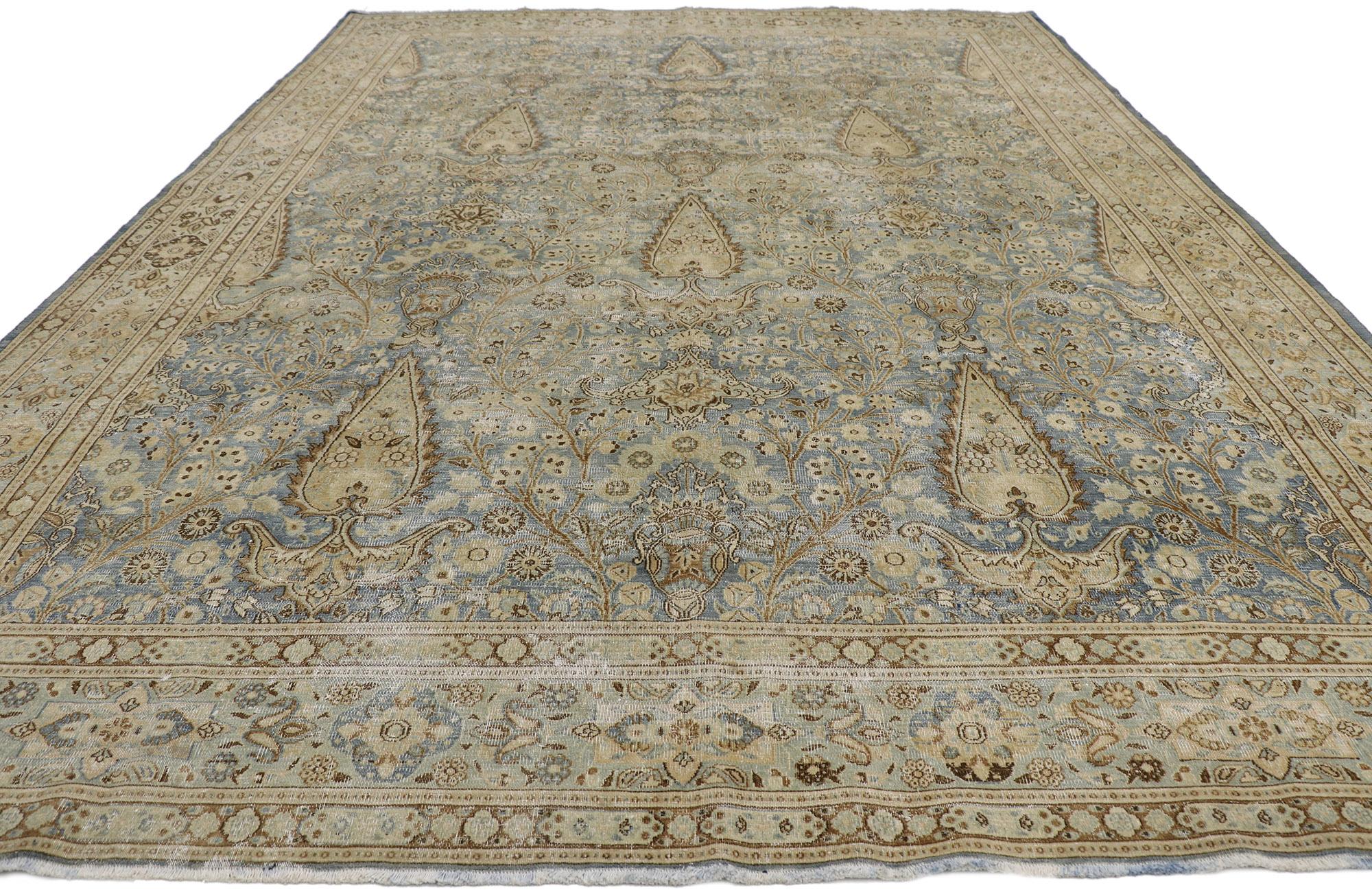 Hand-Knotted Distressed Antique Persian Khorassan Rug For Sale