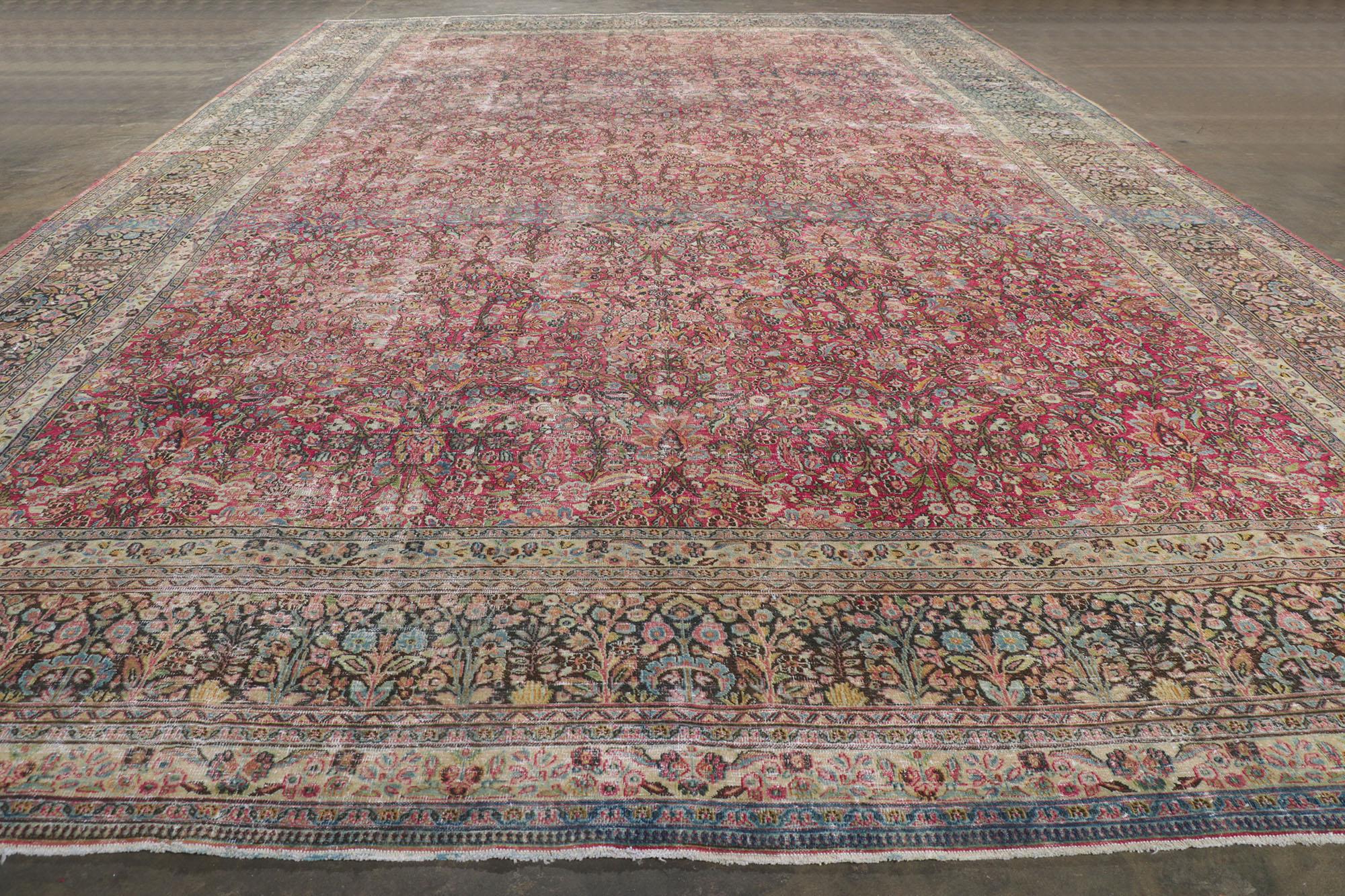 Antique-Worn Persian Khorassan Rug, Victorian Elegance Meets Weathered Finesse For Sale 1