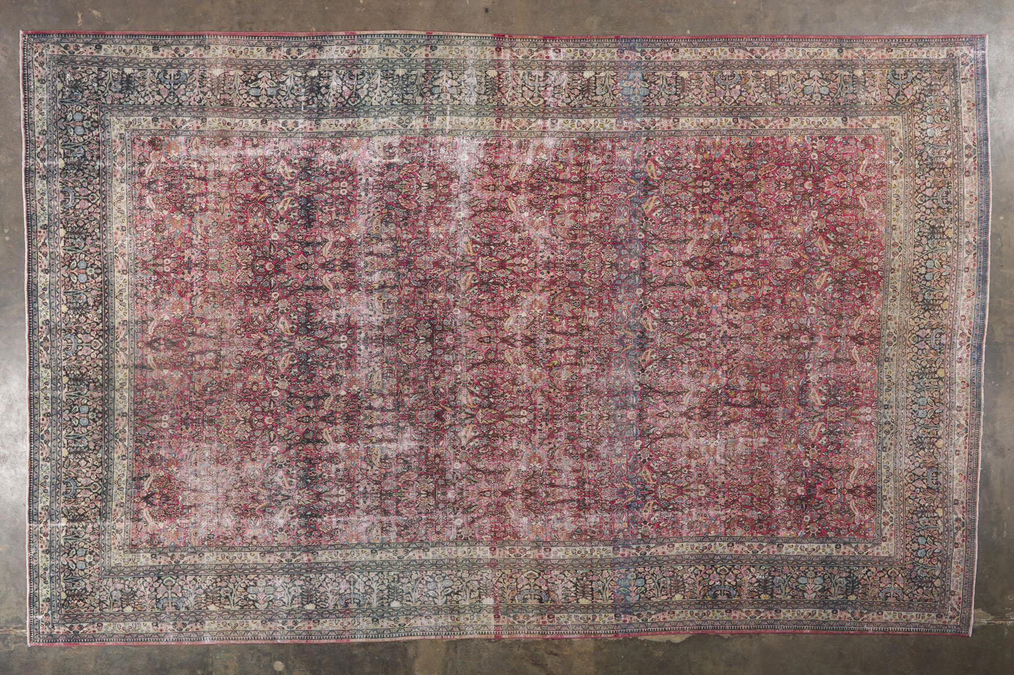 Antique-Worn Persian Khorassan Rug, Victorian Elegance Meets Weathered Finesse For Sale 2