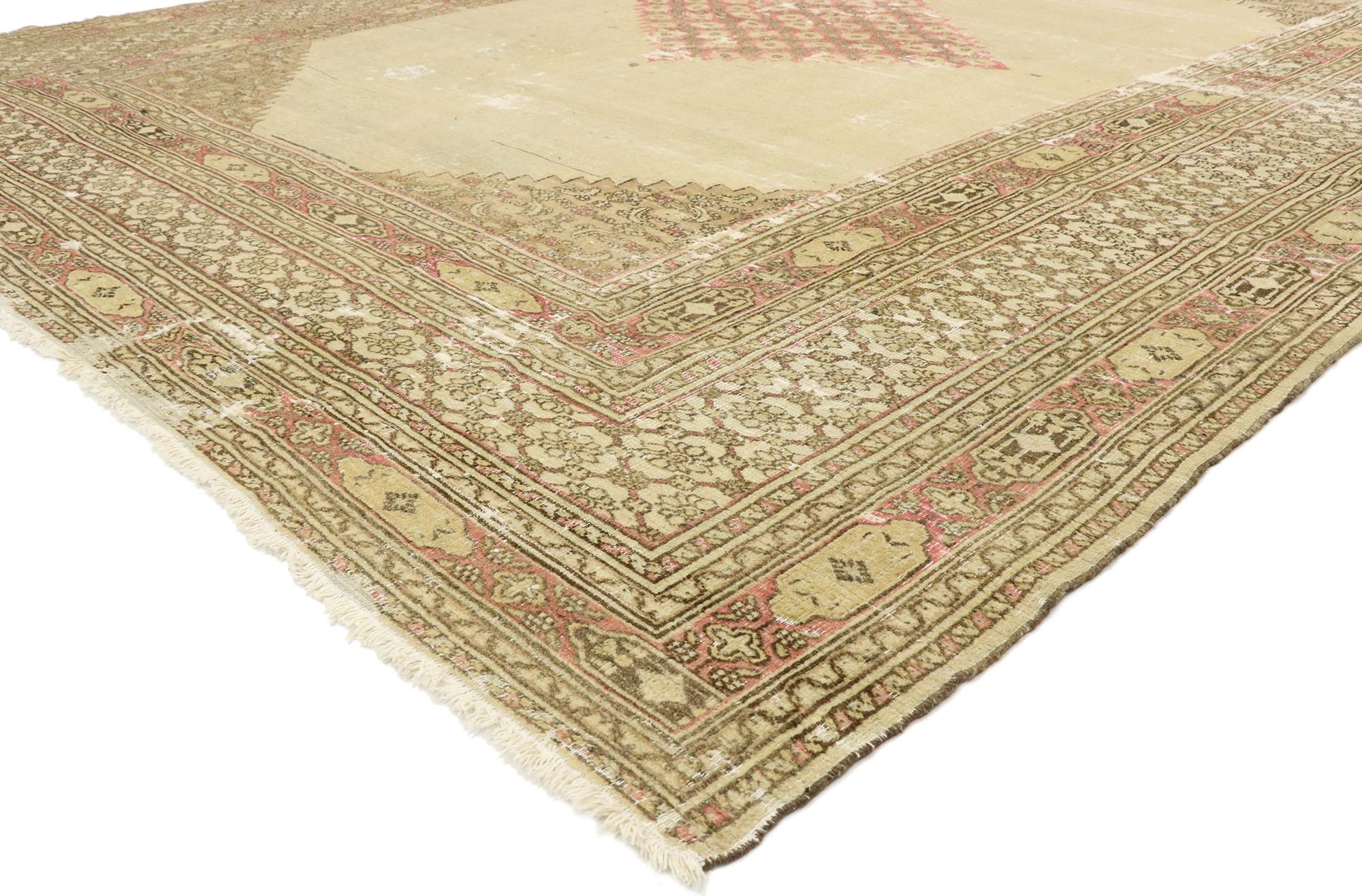 Hand-Knotted Late 19th Century Antique Persian Khorassan Rug with English Manor Style For Sale