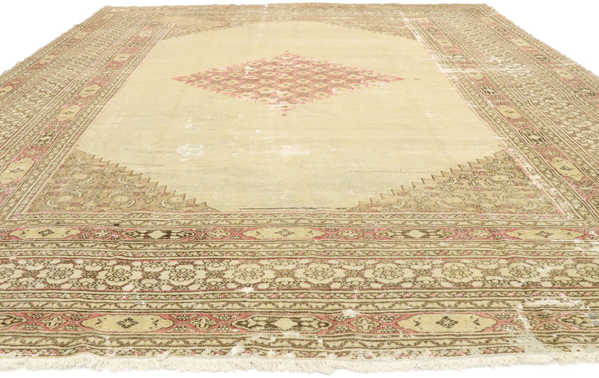 Wool Late 19th Century Antique Persian Khorassan Rug with English Manor Style For Sale