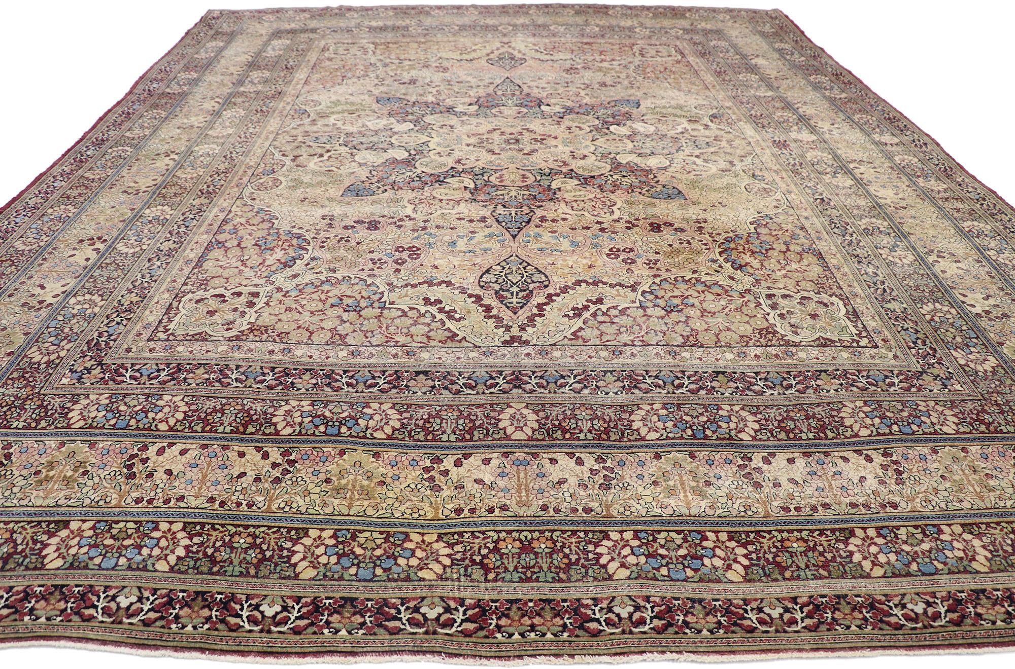 Tabriz Distressed Antique Persian Lavar Kermanshah Rug For Sale