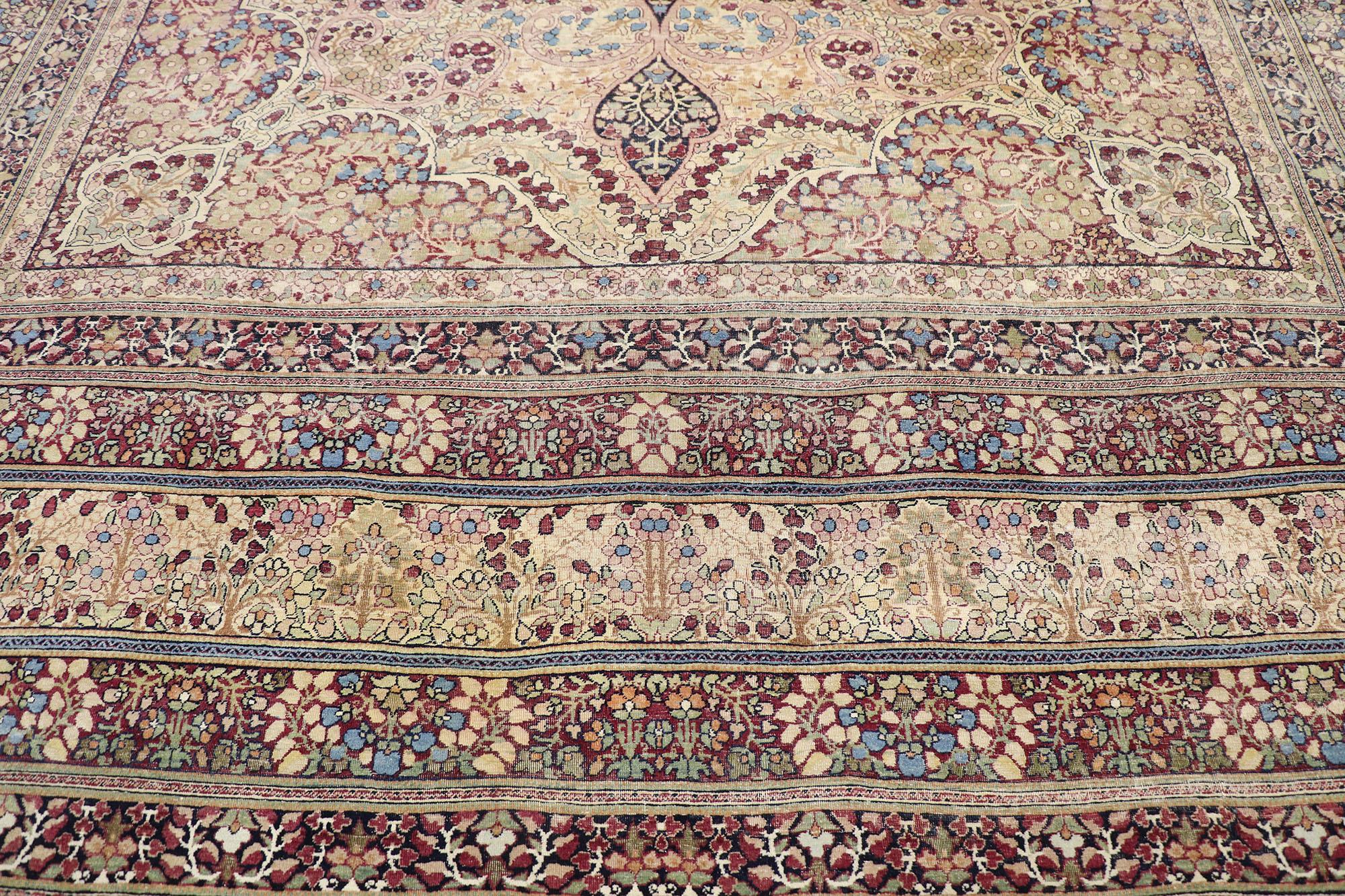Hand-Knotted Distressed Antique Persian Lavar Kermanshah Rug For Sale