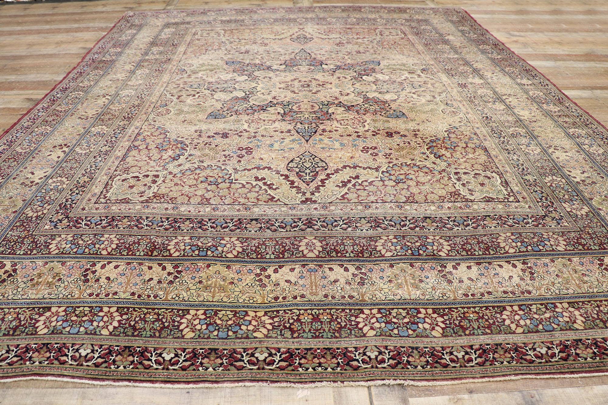 Wool Distressed Antique Persian Lavar Kermanshah Rug For Sale