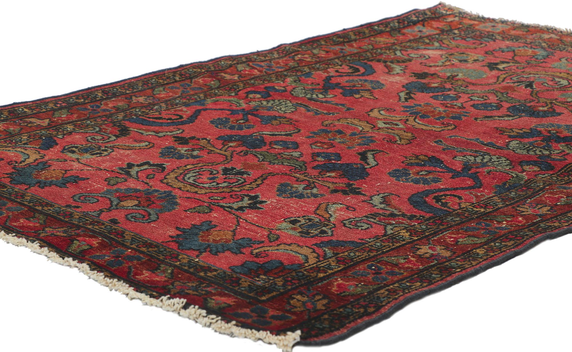 78178 Antiker persischer Lilihan-Teppich mit Jacobean-Stil, 03'03 x 04'07.