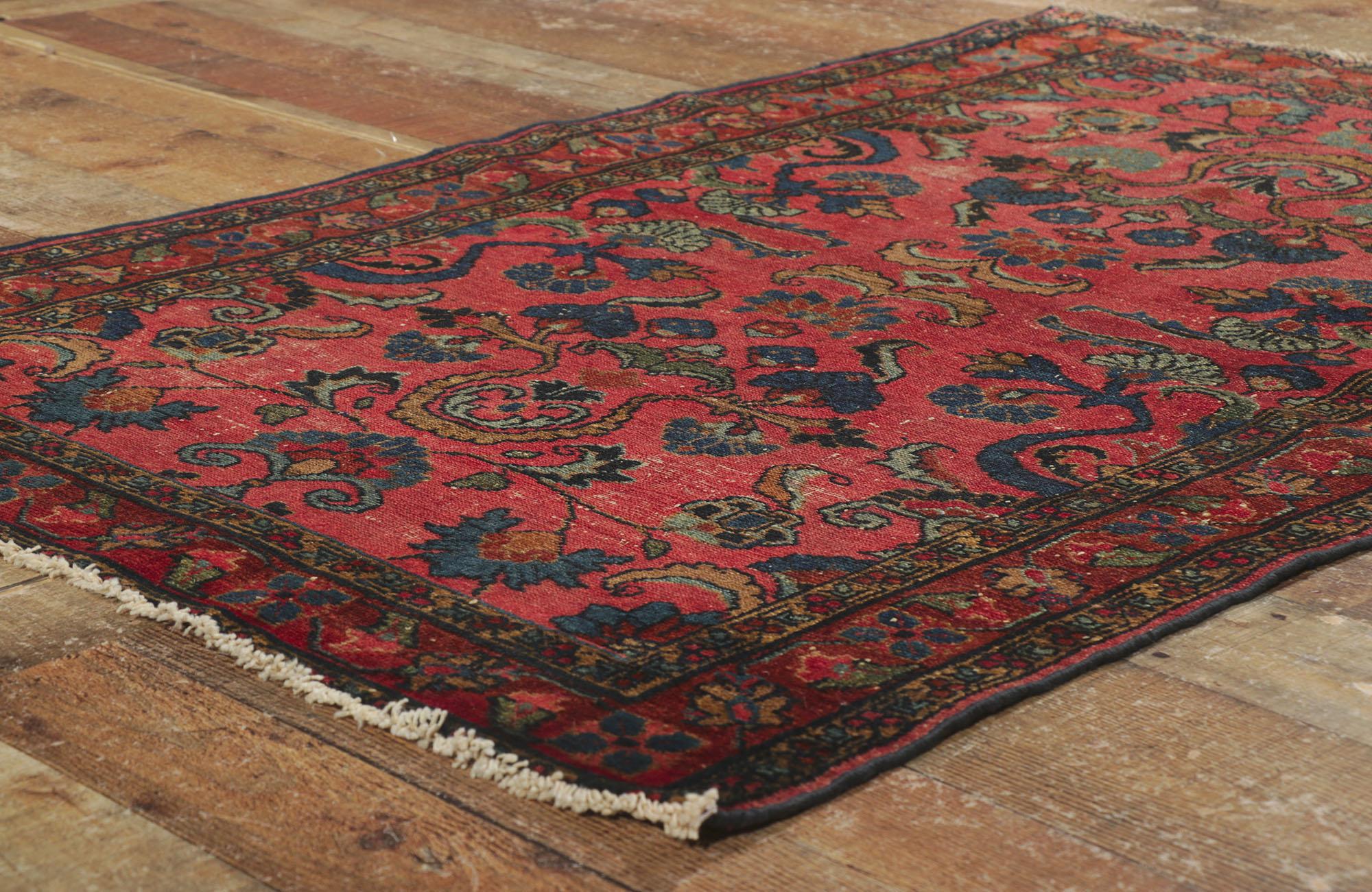 Antiker persischer Lilihan-Teppich im Used-Stil im Zustand „Starke Gebrauchsspuren“ im Angebot in Dallas, TX