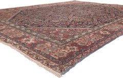 Antique-Worn Persian Mahal Rug, Traditional Sensibility Meets Rustic Charm