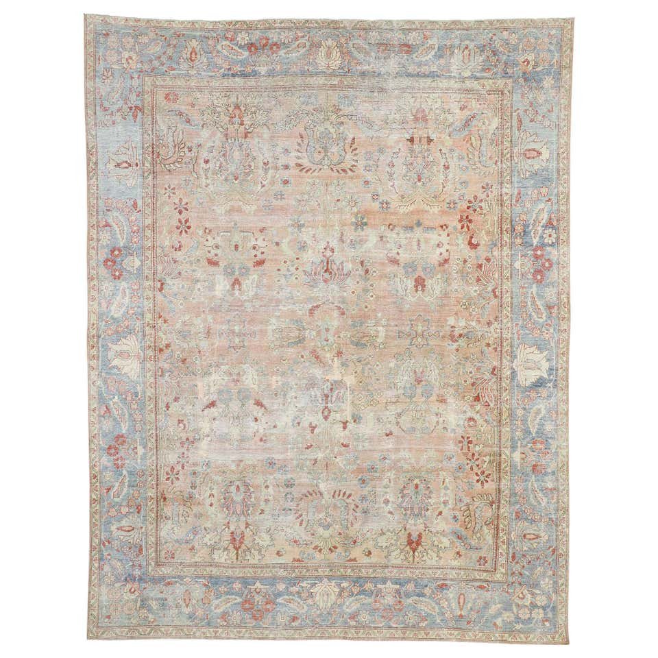 Distressed Antique Persian Mahal Design Rug with English Country ...