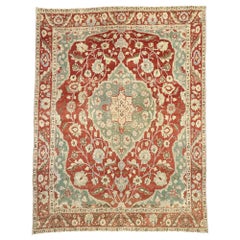 Distressed Used Persian Mahal Design Rug with English Manor Chintz Style