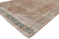 Distressed Antique Persian Mahal Design Rug with Modern Rustic Belgian Style
