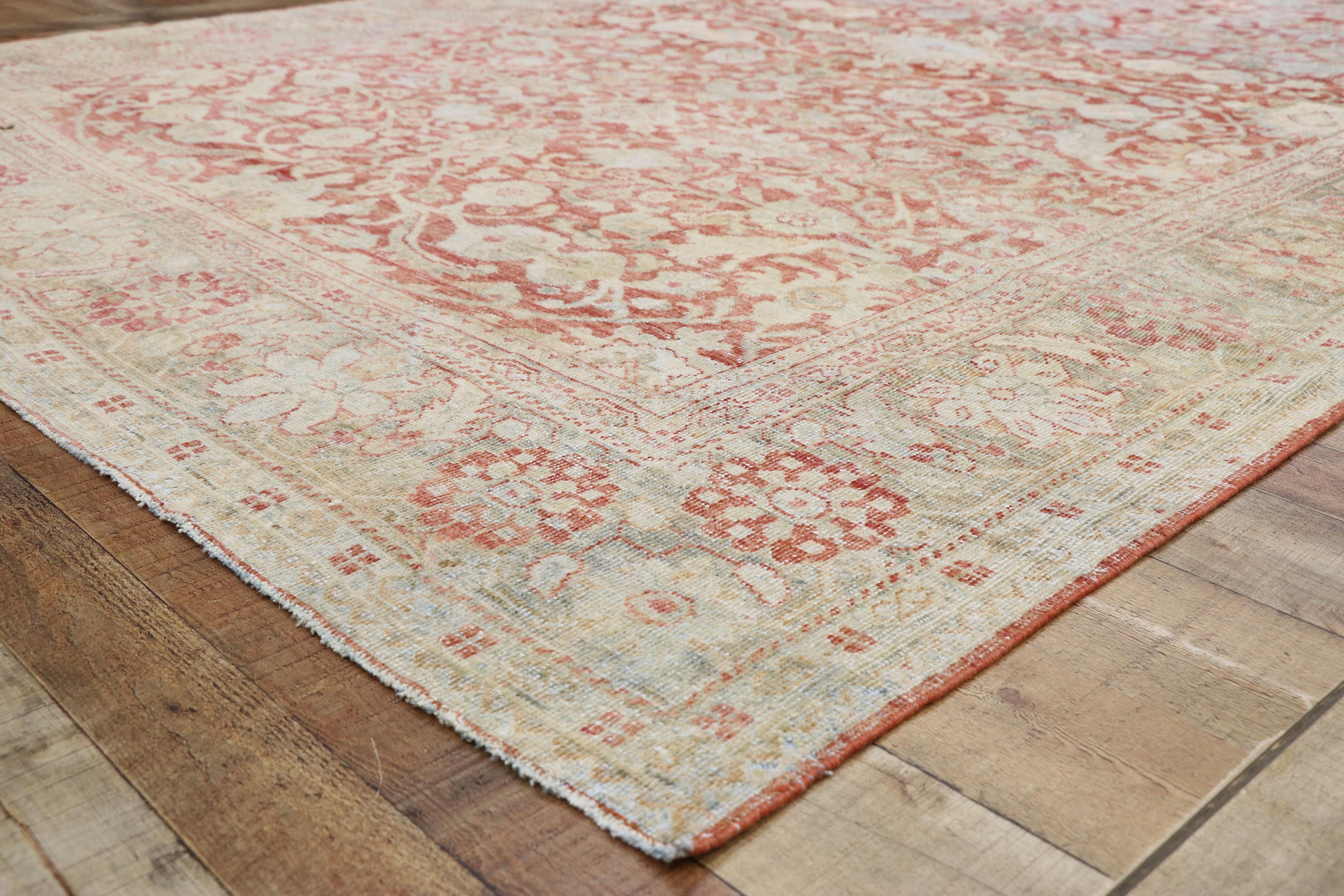 20th Century Distressed Antique Persian Mahal Design Rug with Relaxed Federal Style For Sale