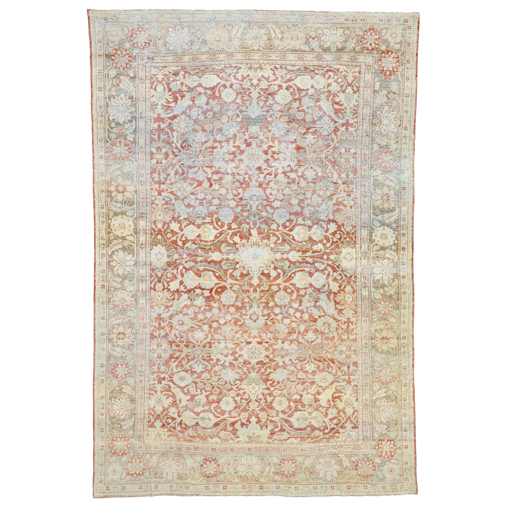 Distressed Antique Persian Mahal Design Rug with Relaxed Federal Style For Sale