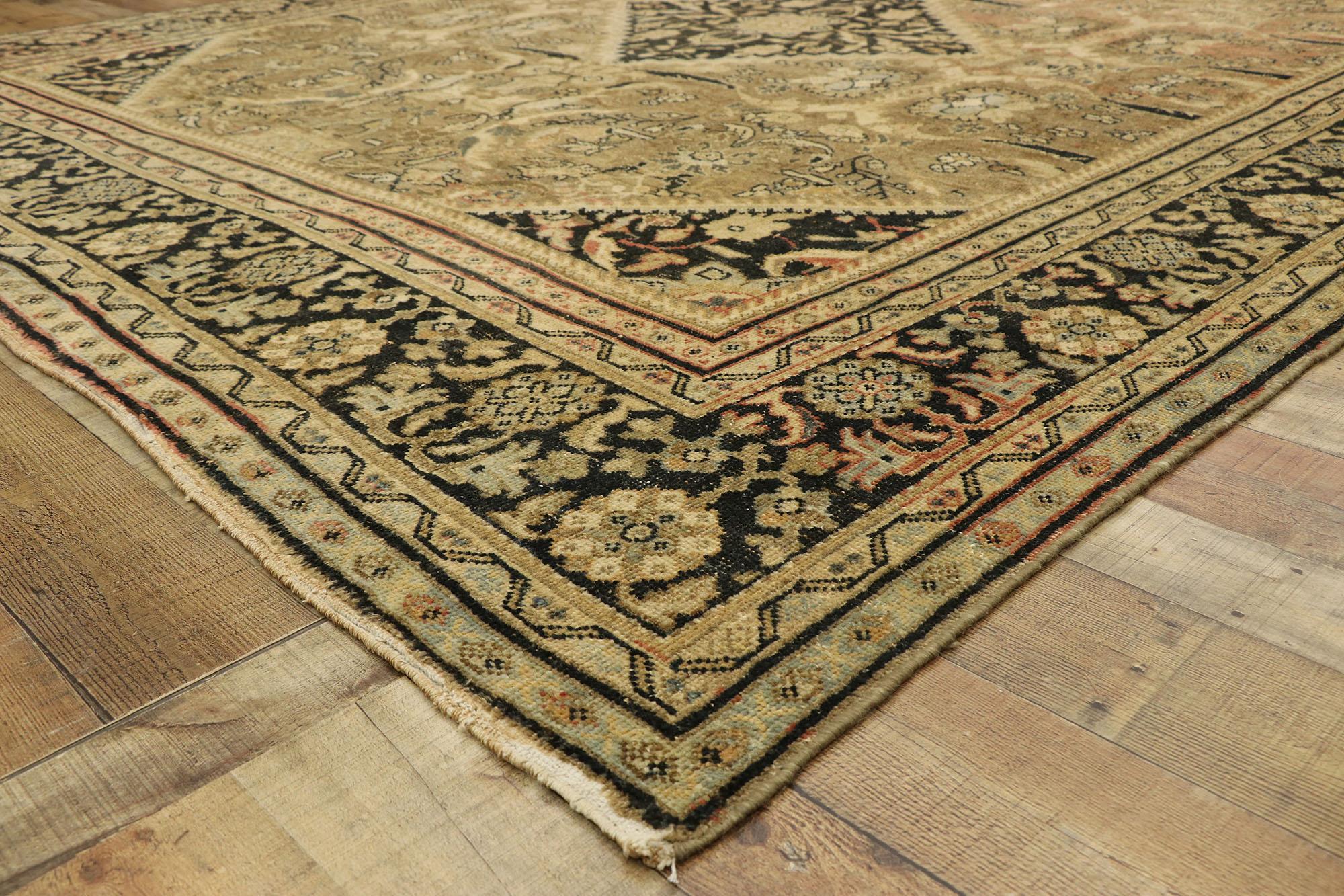 19th Century Distressed Antique Persian Mahal Rug, 10'04 x 12'04 For Sale