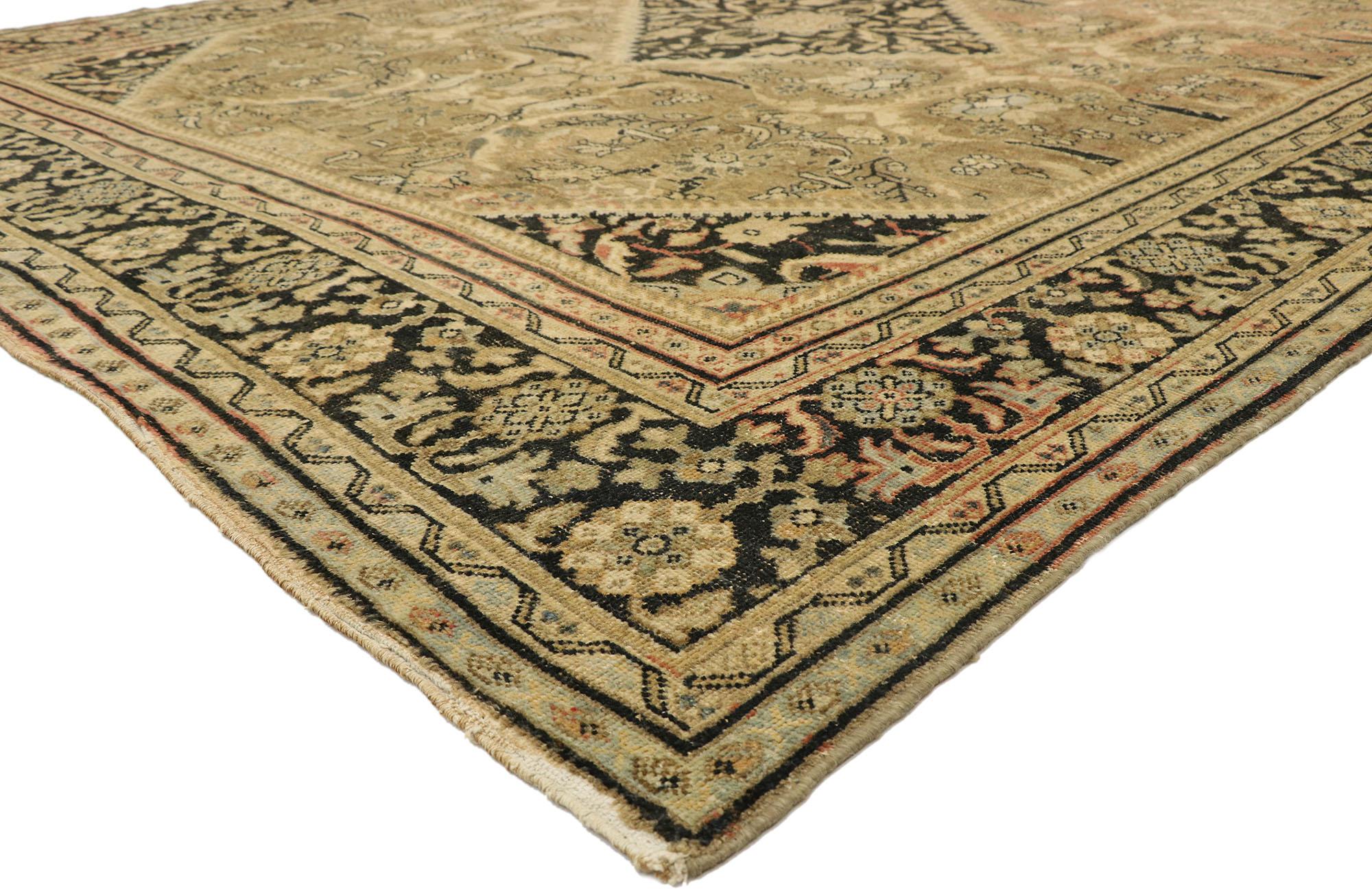 Distressed Antique Persian Mahal Rug, 10'04 x 12'04 For Sale 2