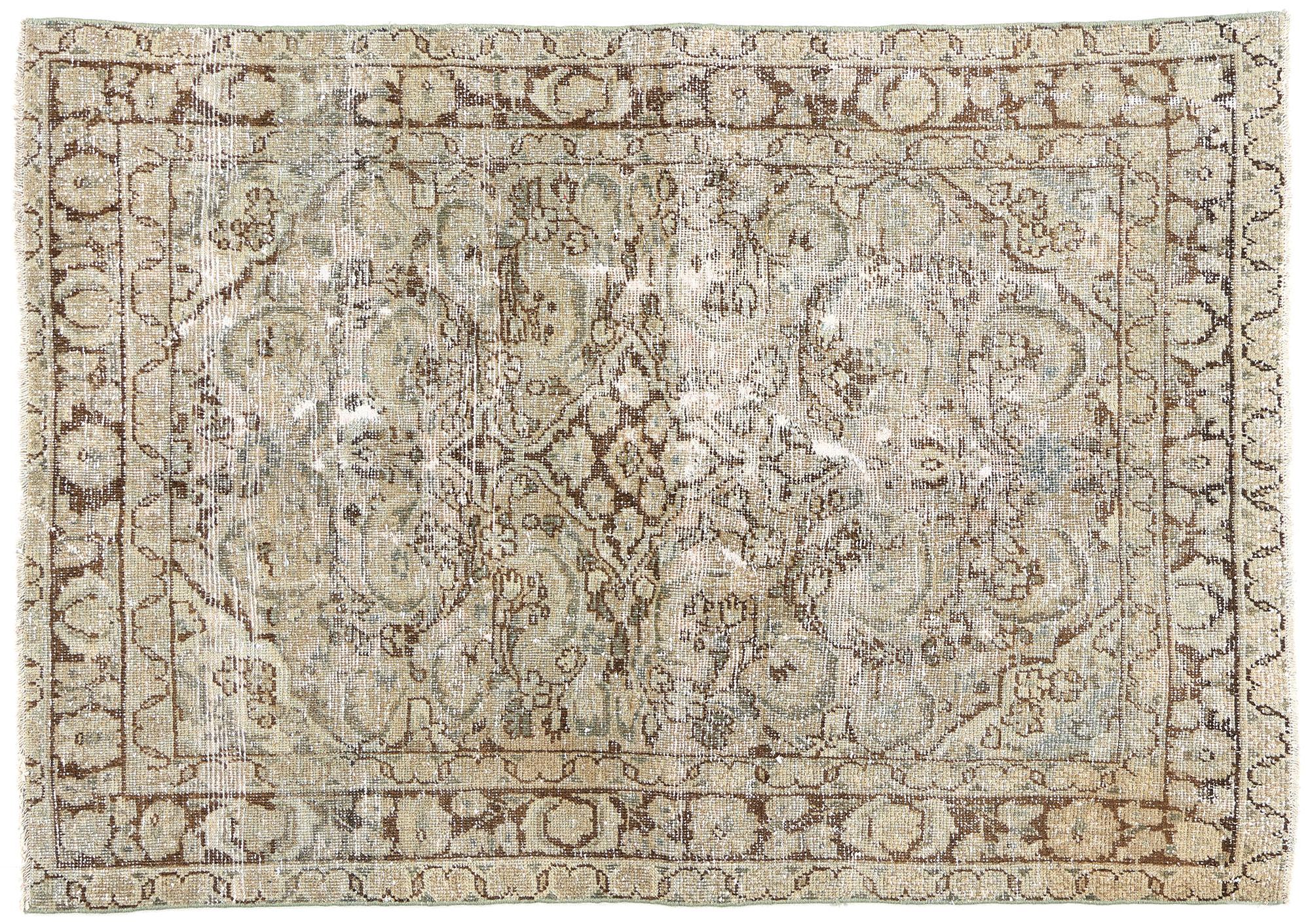 Distressed Antique Persian Mahal Rug For Sale 3