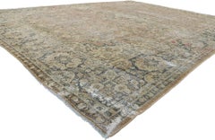 Distressed Antique Persian Mahal Rug