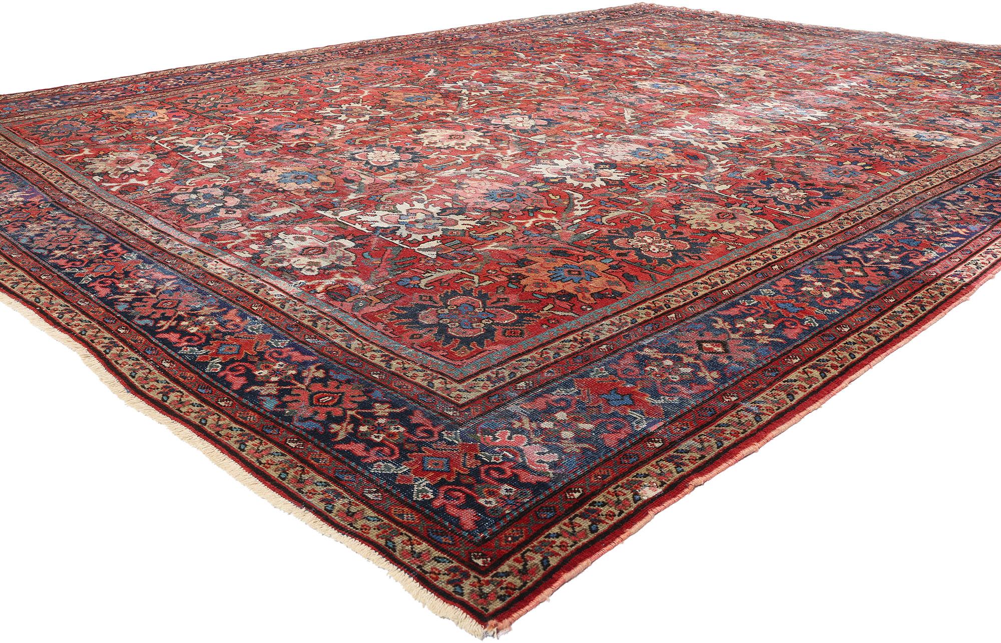 78956 Antiker persischer Mahal-Teppich, 11'09 x 16'04. Dieser bezaubernde, handgeknüpfte antike persische Mahal-Teppich aus Wolle zeichnet sich durch die zeitlose Schönheit und die aufwendige Handwerkskunst aus, für die die Mahal-Webtradition