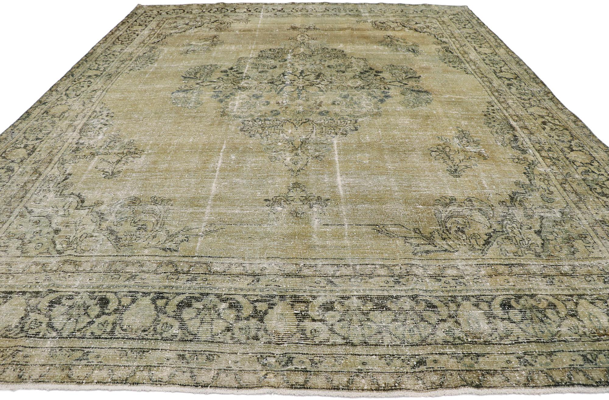 Tabriz Distressed Antique Persian Mahal Rug For Sale